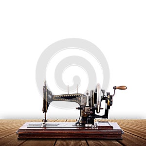 Sewing machine on white background