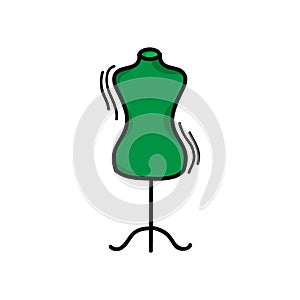 Sewing mannequin doodle icon, vector illustration