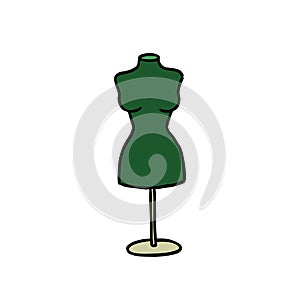 Sewing mannequin doodle icon, vector illustration