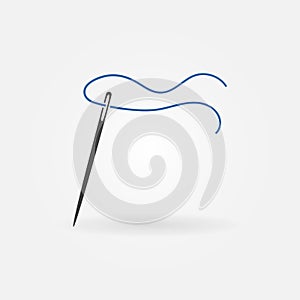 Sewing Needle with blue Thread vector Handicraft concept icon
