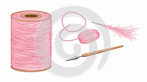 Sewing Needle and Pink Thread Spool  Vector