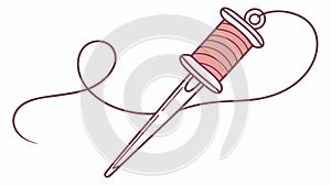 A sewing needle with red thread in a simple, minimalist design. vector design Generative AI
