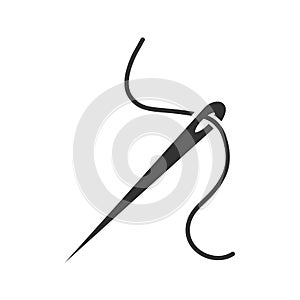 Sewing needle with thread glyph icon