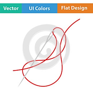 Sewing needle with thread icon