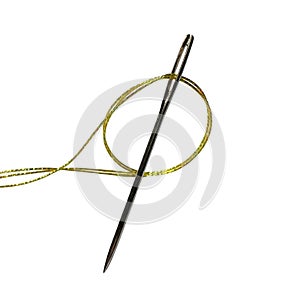 Sewing needle and thread loop isolated on transparent background