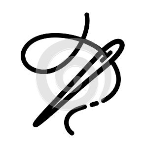 Sewing needle with thread outline vector icon