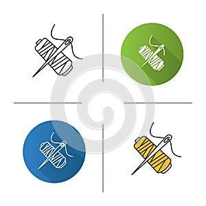 Sewing needle with thread spool icon