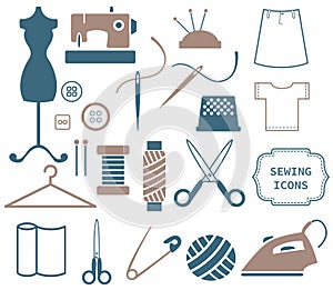 Sewing and needlework icons