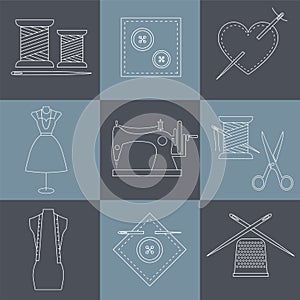 Sewing and needlework icons