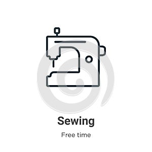 Sewing outline vector icon. Thin line black sewing icon, flat vector simple element illustration from editable free time concept