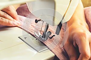 Sewing process on the sewing machine