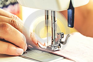 Sewing process on the sewing machine