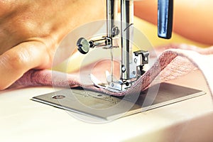 Sewing process on the sewing machine