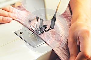 Sewing process on the sewing machine