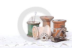 Sewing and Quilting Thread On White