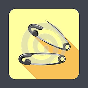 Sewing safety pin concept background, cartoon style