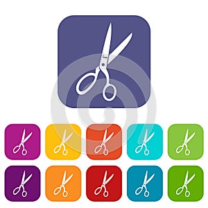 Sewing scissors icons set