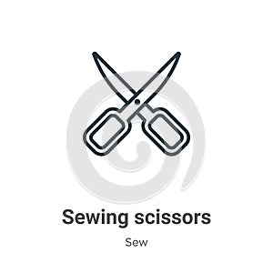 Sewing scissors outline vector icon. Thin line black sewing scissors icon, flat vector simple element illustration from editable