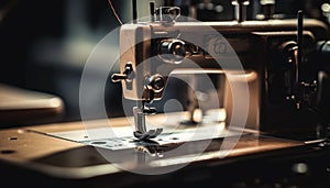 Sewing tailor machinery close up textile equipment industry clothing working fashion material craft generated by AI
