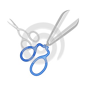 Sewing and Tailoring Equipment with Pair of Scissors Vector Illustration