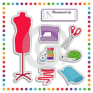 Sewing and Tailoring Stickers, Rainbow Colors