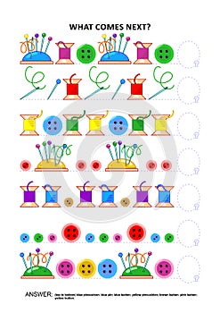 Sewing themed educational logic game - sequential pattern recognition