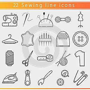 Sewing thin line icons