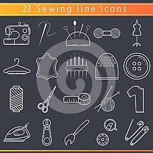 Sewing thin line icons