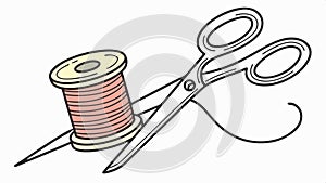 Sewing thread spool and scissors crafting vector design Generative AI