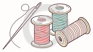 Sewing Thread Spools & Needle, Textile Craft Supplies, vector design Generative AI