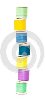 Sewing threads haphazardly stacked