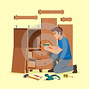 Sewing tools neatly arranged on a light wooden surface. Includes multicolored spools