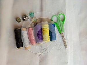 Sewing tools set thread needles button