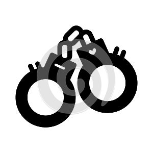 Sex handcuffs simple vector icon. Black and white illustration of sex bdsm toy. Solid linear sexshop icon.