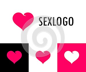 Sex Logo with Heart Like Girl - Vector Emblem