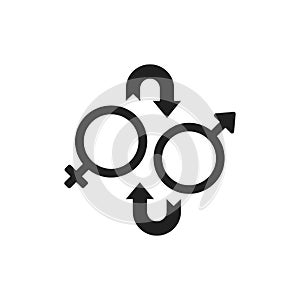 Sex reassignment surgery black glyph icon. Transgender operation to change gender concept. Sign for web page, mobile app, social