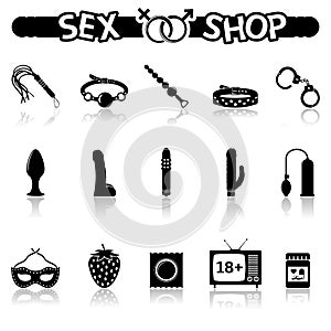 Sex shop icons with reflection photo