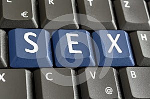Sex spelled on computer keyboard