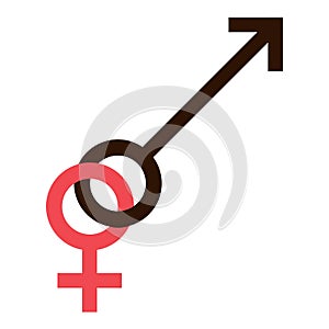Sex symbol. Gender man and woman interracial connected symbol. Male and female abstract symbol. Vector Illustration