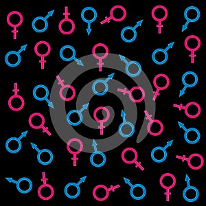 Sex Vector colorful symbols pattern on black background