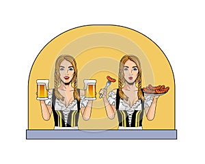 Sexi german women with beers and sausages characters