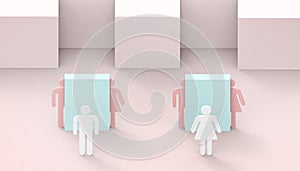 Sexism or gender Transgender transsexual Concept with Male and female gender signs on pink background