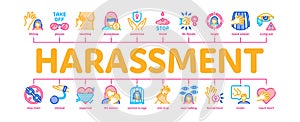 Sexual Harassment Minimal Infographic Banner Vector