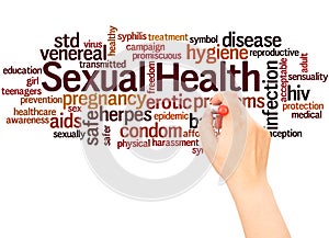 Sexual Health word cloud hand writing concept