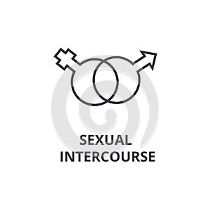 Sexual intercourse thin line icon, sign, symbol, illustation, linear concept, vector