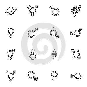 Sexual orientation line icons set