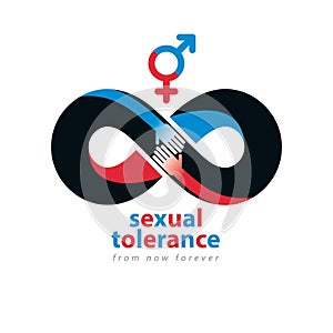 Sexual Tolerance hetero and homosexuals conceptual symbol, Zero photo