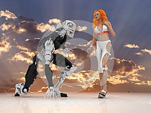 The sexual woman with cyborg