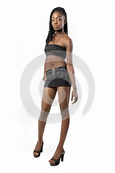 African-American woman in shorts