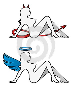 angel and devil outlined photo
